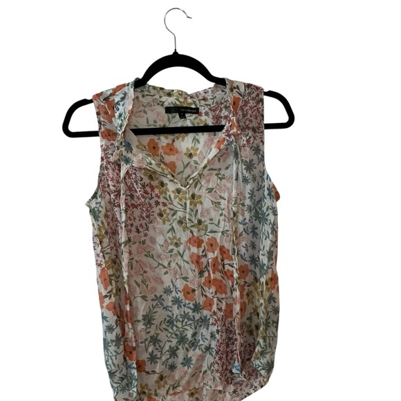 Harve Benard Green and Orange Sleeveless Floral Blouse - Picture 1 of 5